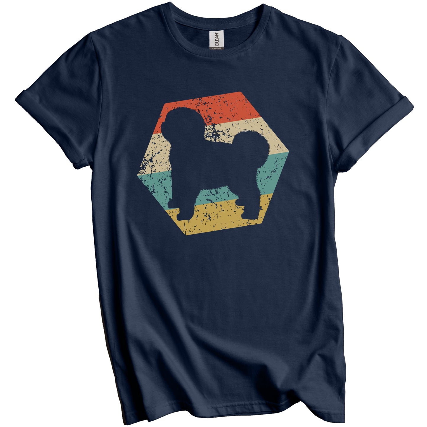 Old English Sheepdog Dog Breed Retro Distressed Hexagon T-Shirt