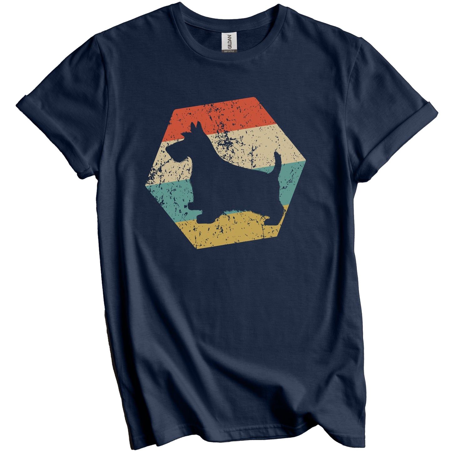 Scottish Terrier Dog Breed Retro Distressed Hexagon T-Shirt