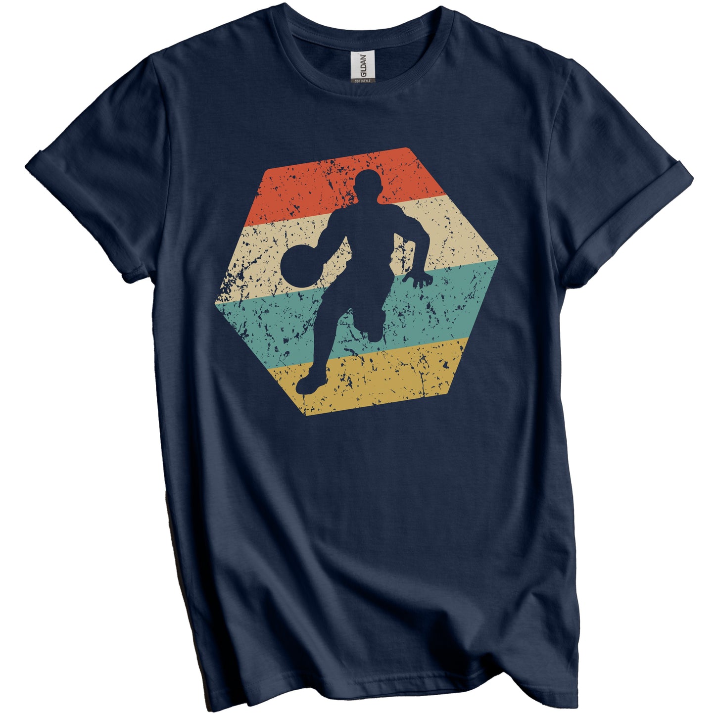 Basketball Player Retro Distressed Hexagon Point Guard T-Shirt
