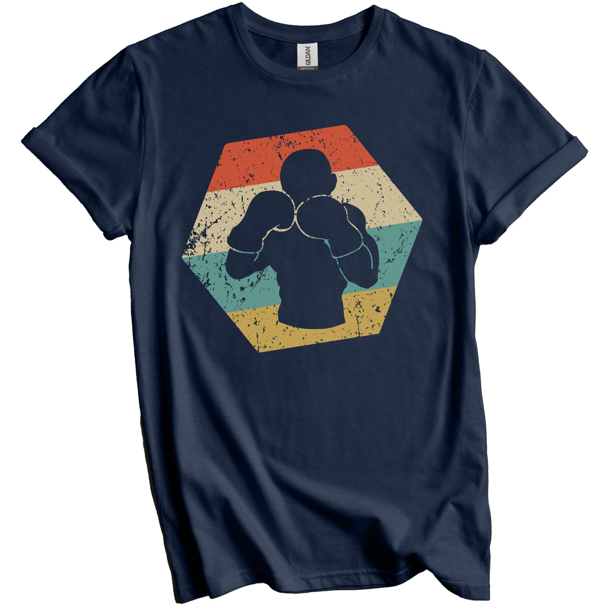 Boxing Retro Distressed Hexagon Boxer T-Shirt