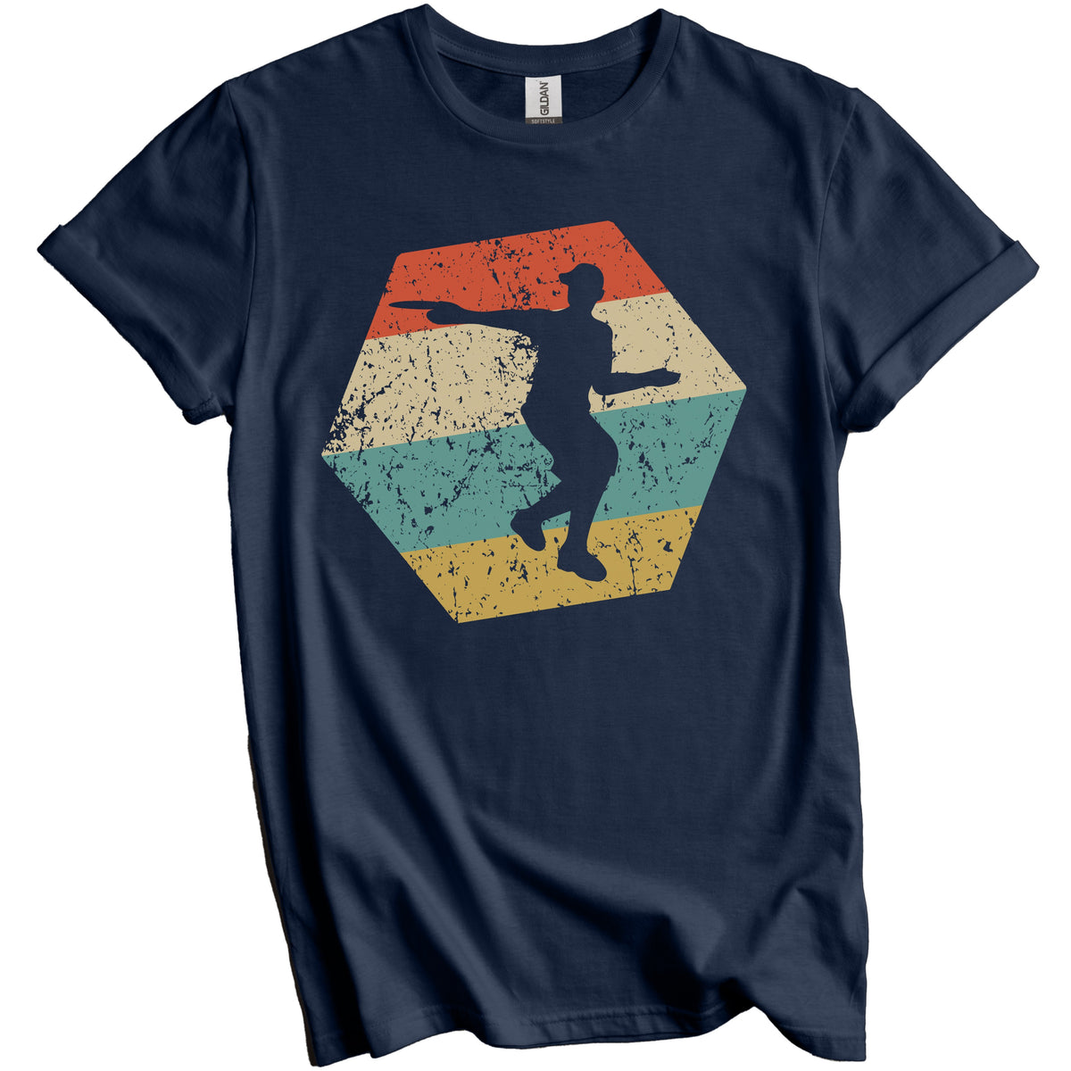 Disc Golf Retro Distressed Hexagon Disc Golfer T-Shirt