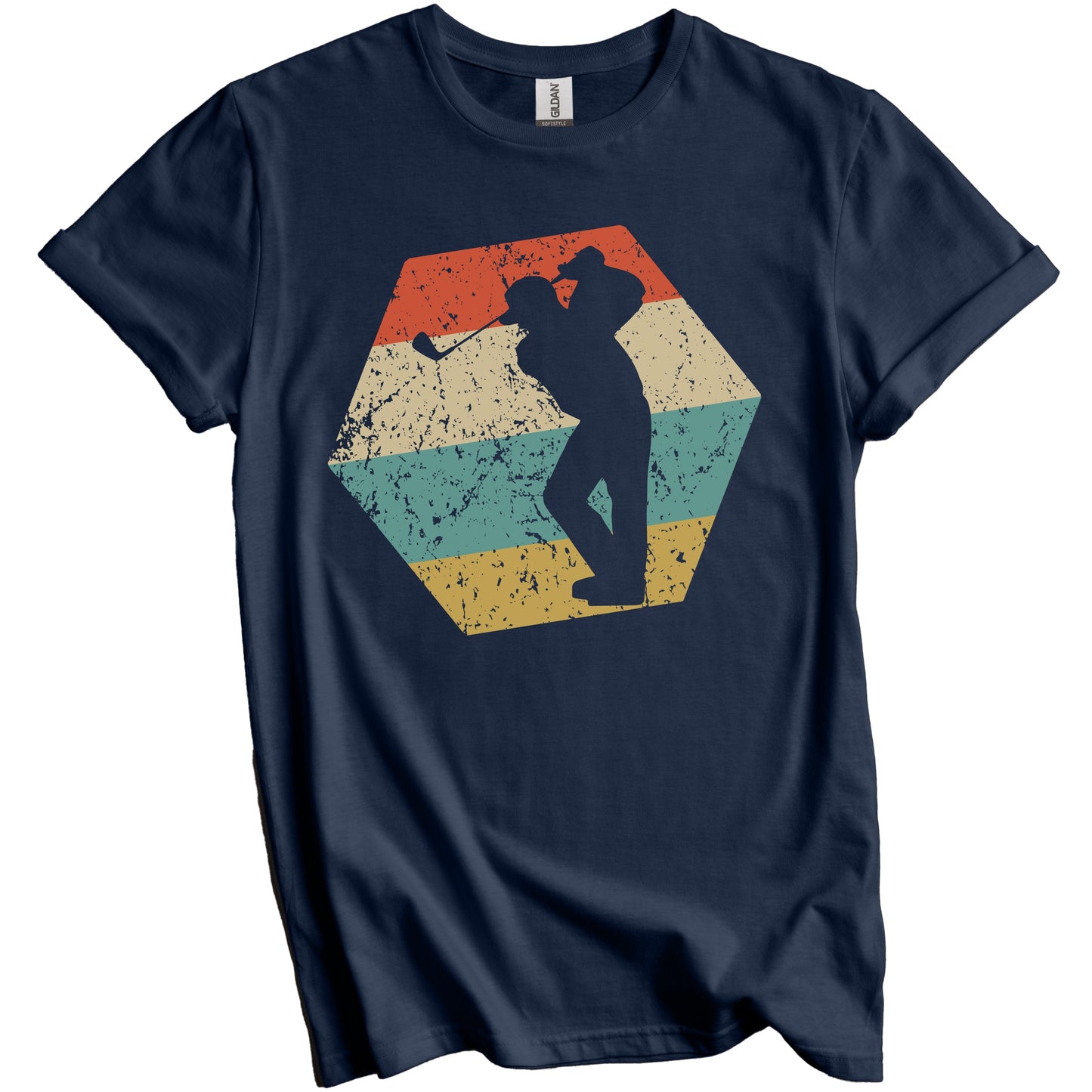 Golf Retro Distressed Hexagon Golfer T-Shirt
