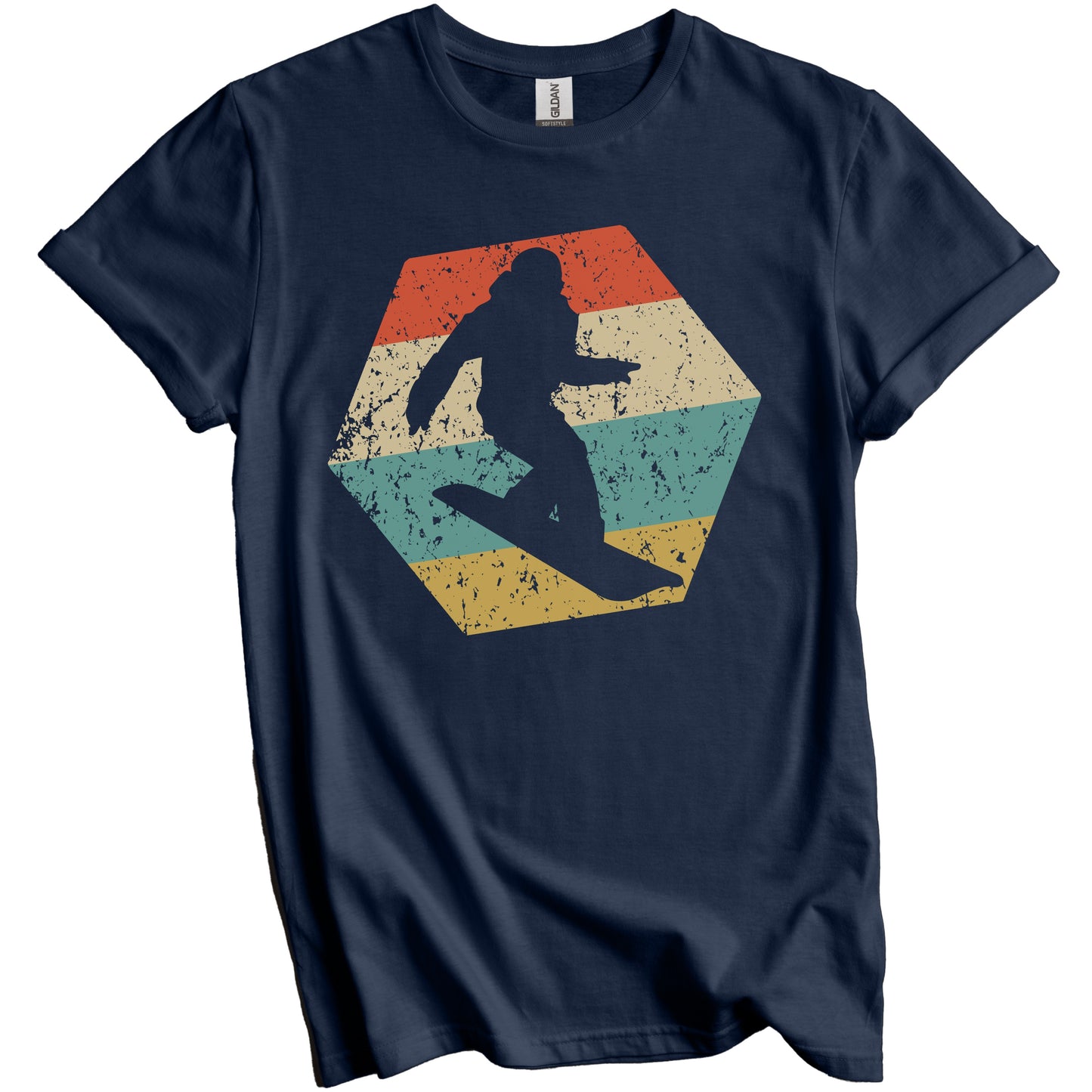 Snowboarding Retro Distressed Hexagon Snowboarder T-Shirt