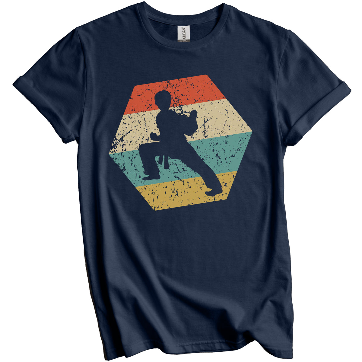 Karate Retro Distressed Hexagon Martial Arts T-Shirt