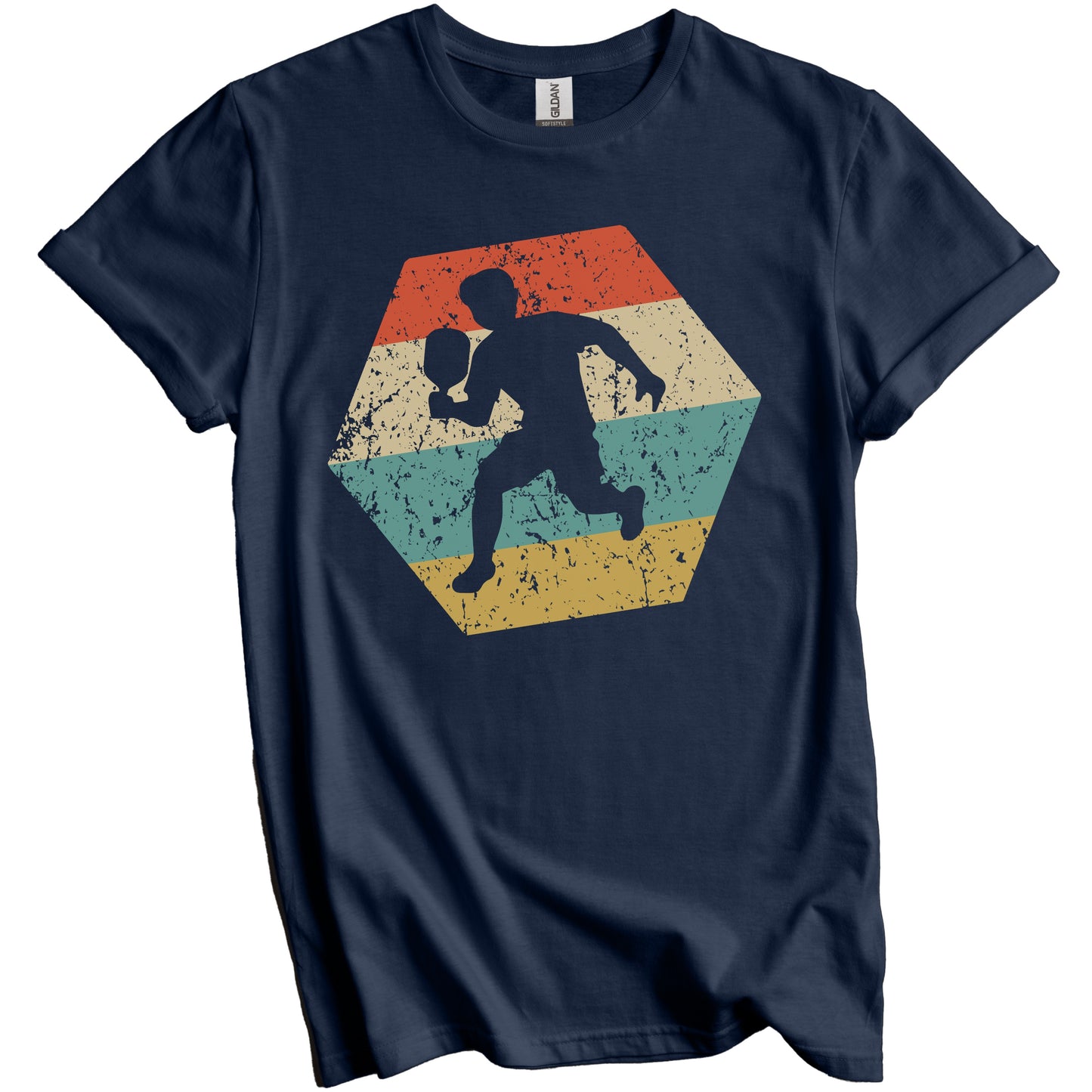 Pickleball Retro Distressed Hexagon Pickleball Player T-Shirt