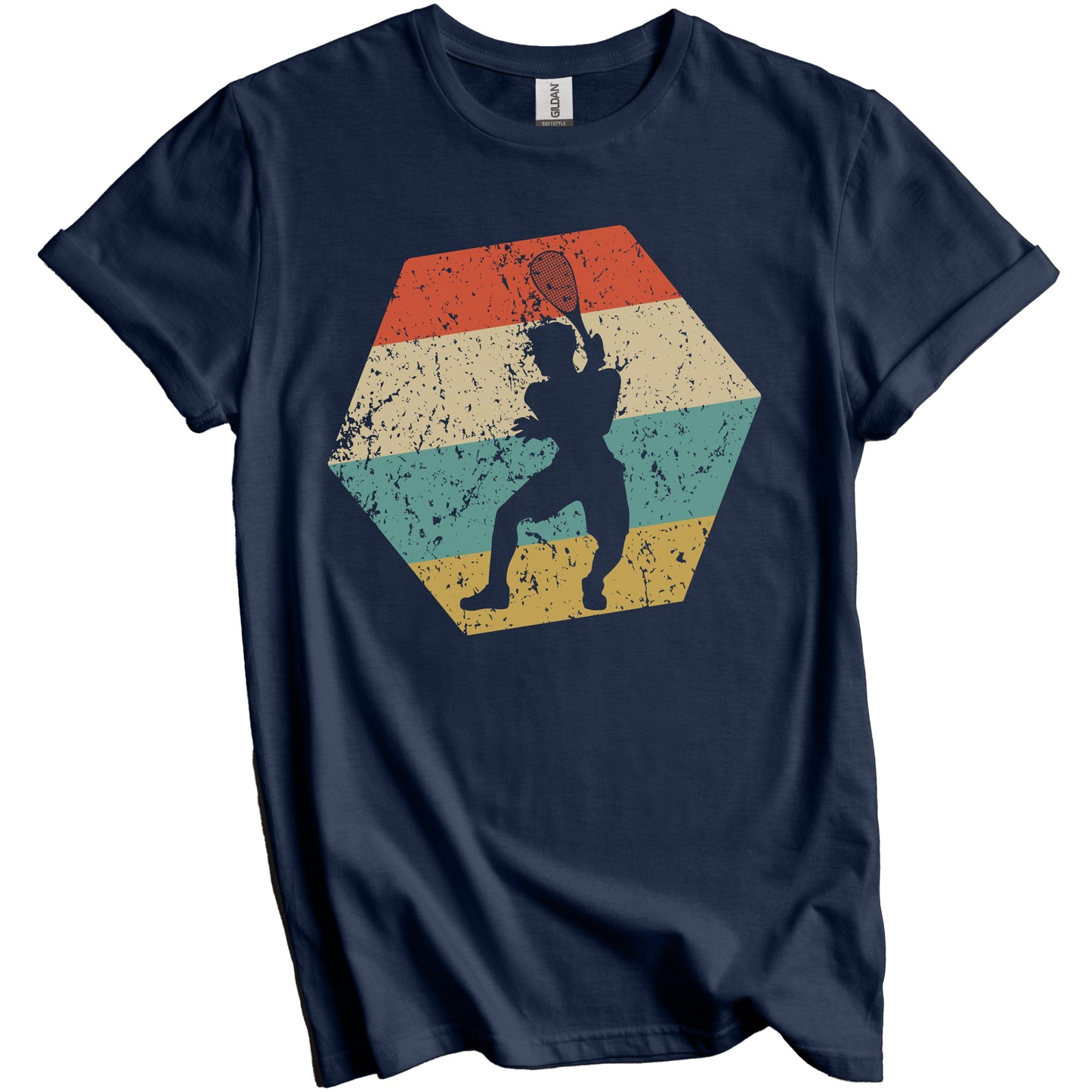 Squash Retro Distressed Hexagon Squash Player T-Shirt