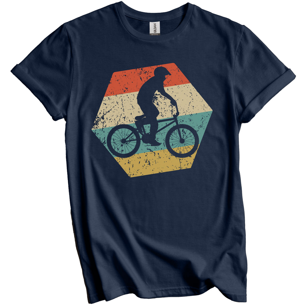 BMX Rider Retro Distressed Hexagon BMX Bike T-Shirt