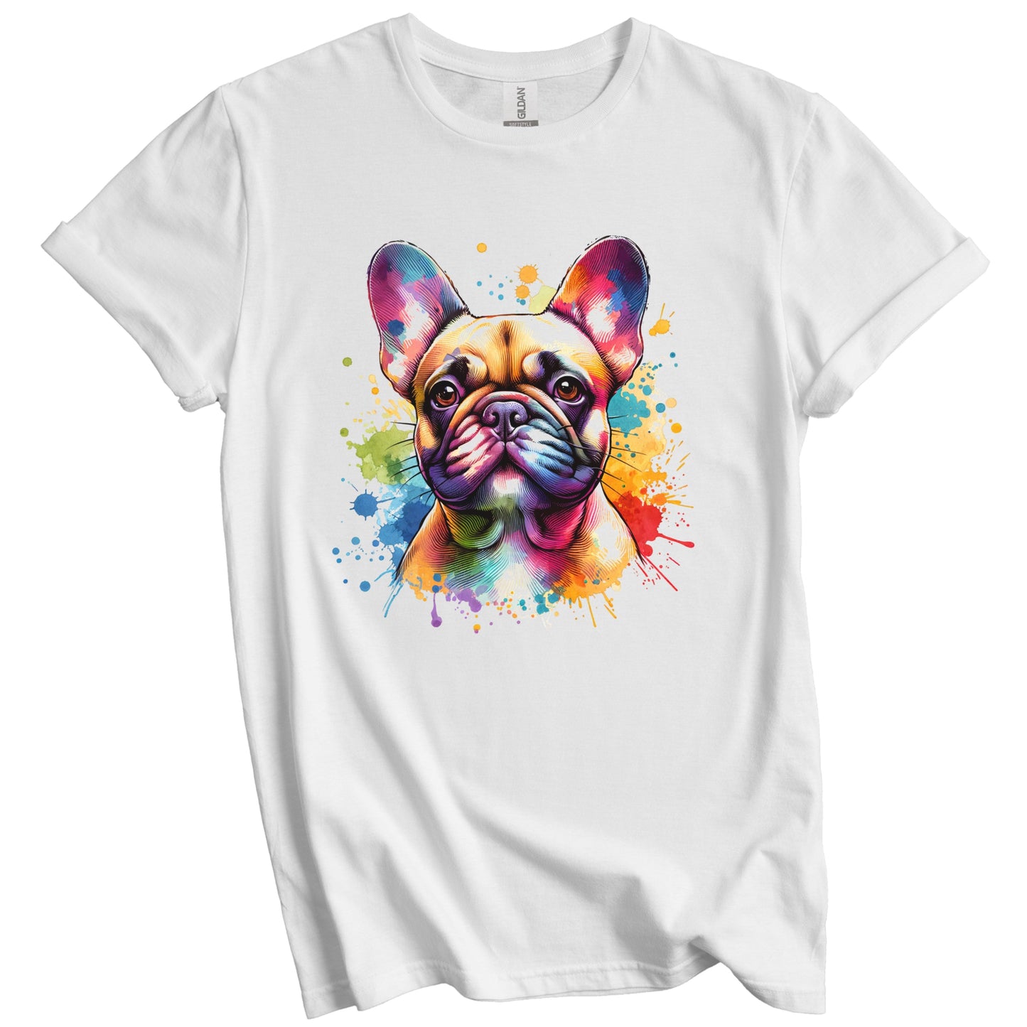 French Bulldog Rainbow Watercolor Portrait Dog Lover T-Shirt - French Bulldog Gift