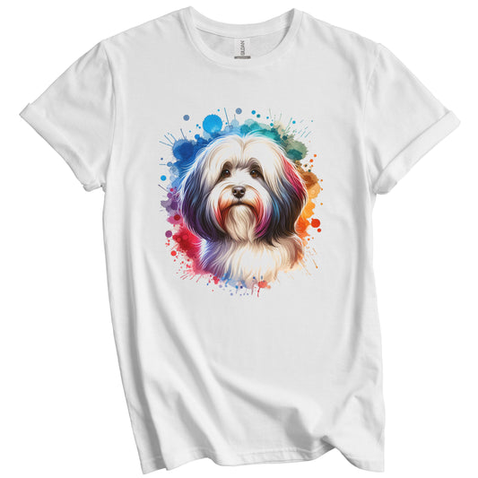 Havanese Rainbow Watercolor Portrait Dog Lover T-Shirt - Havanese Gift