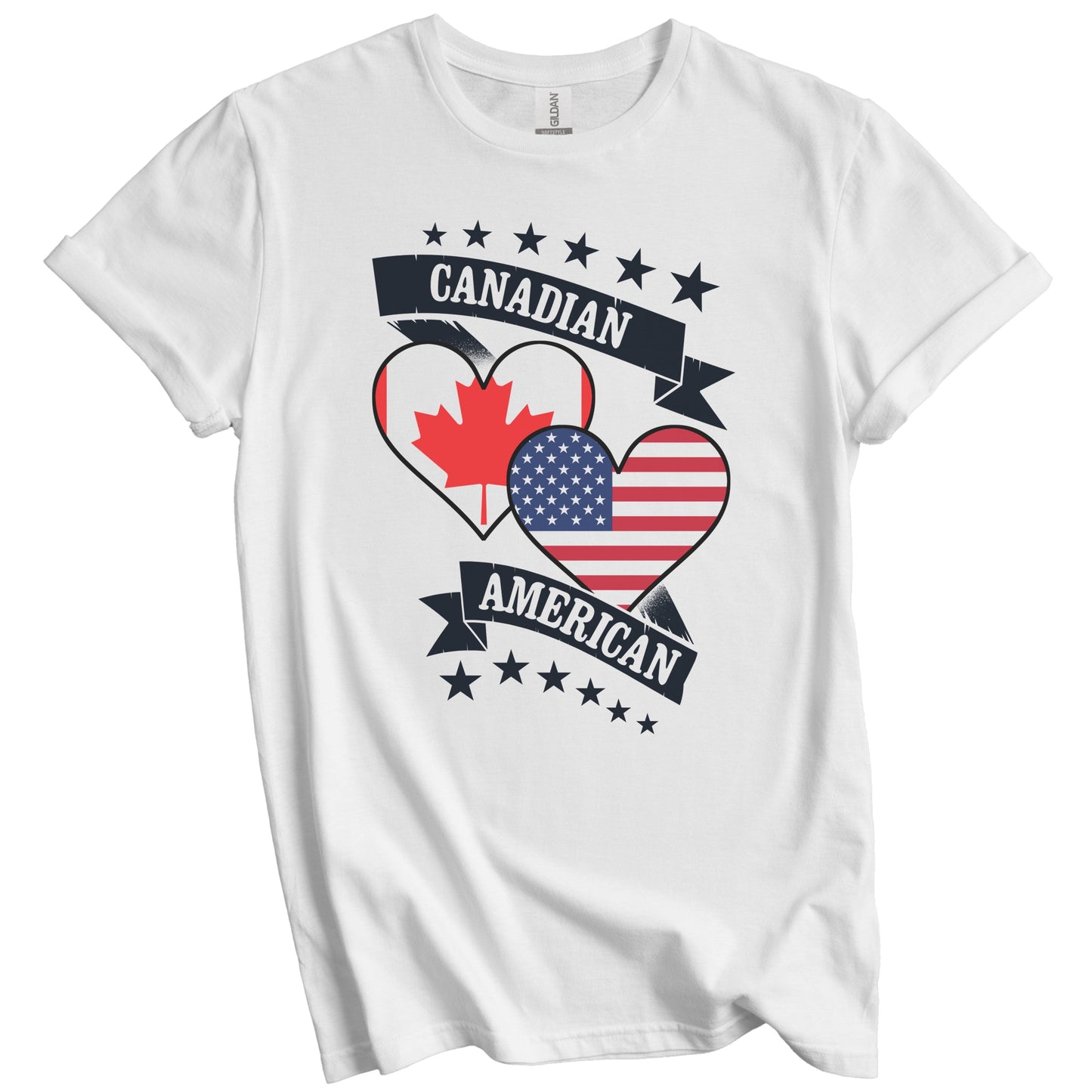 Canadian American Heart Flags Canada America T-Shirt