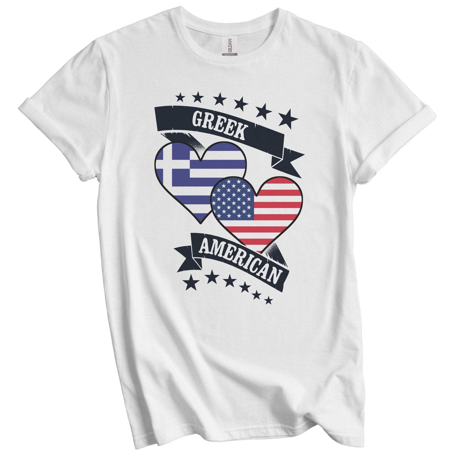 Greek American Heart Flags Greece America T-Shirt