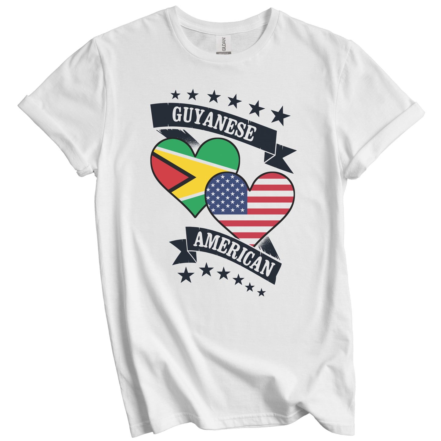 Guyanese American Heart Flags Guyana America T-Shirt