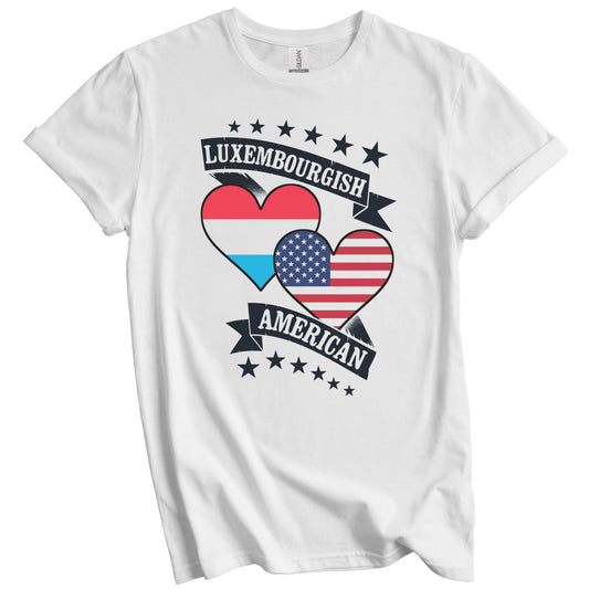 Luxembourgish American Heart Flags Luxembourg America T-Shirt