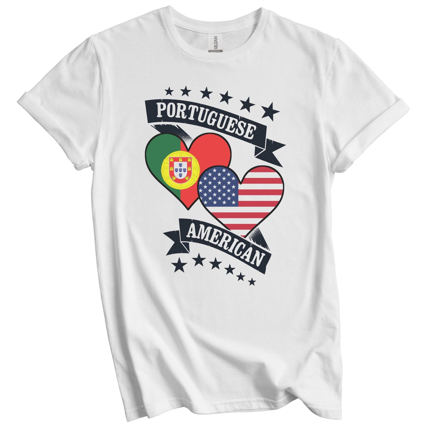 Portuguese American Heart Flags Portugal America T-Shirt