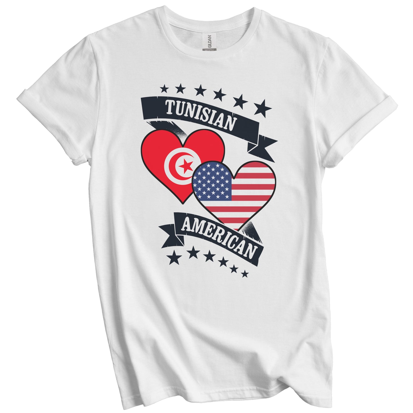 Tunisian American Heart Flags Tunisia America T-Shirt