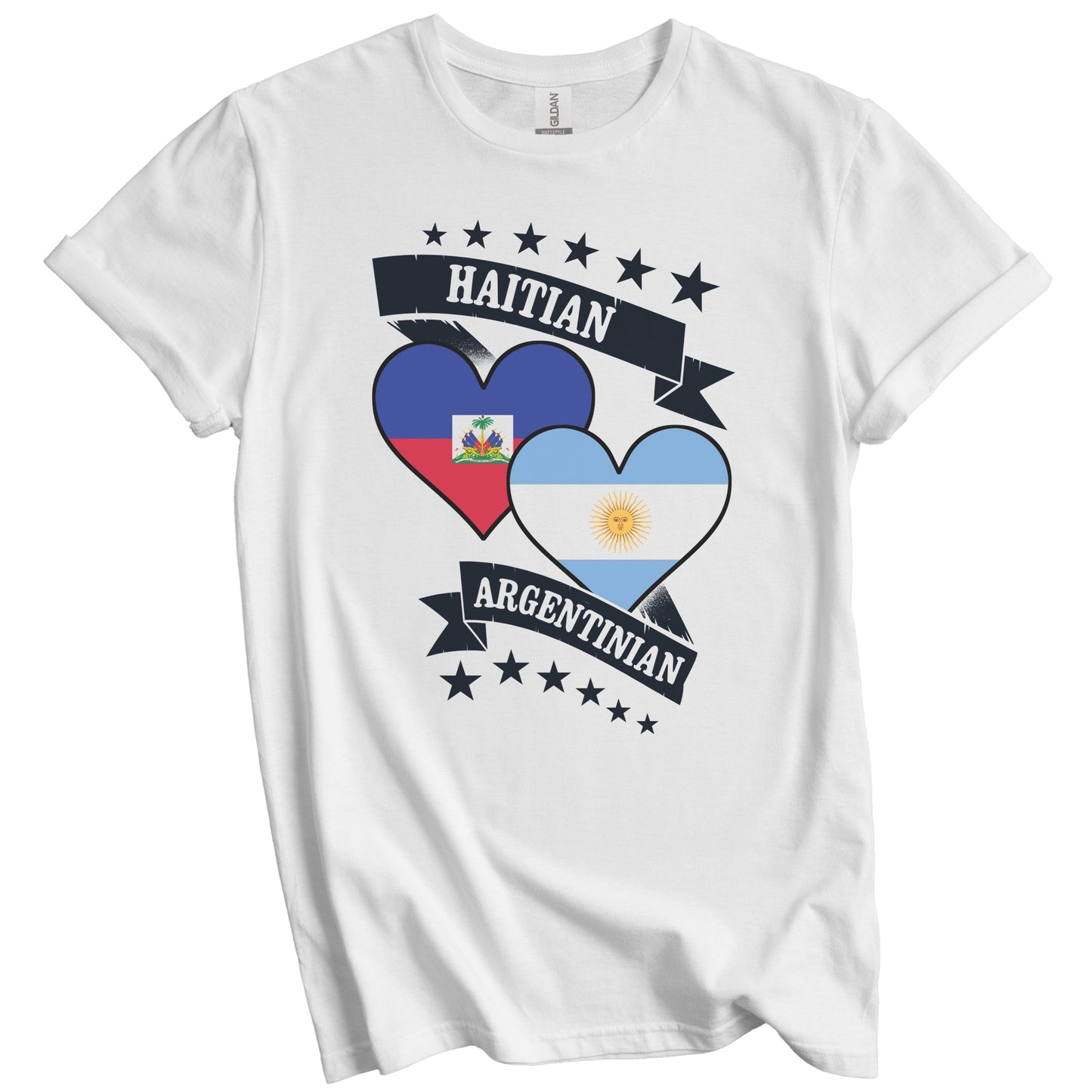 Haitian Argentinian Heart Flags Haiti Argentina T-Shirt