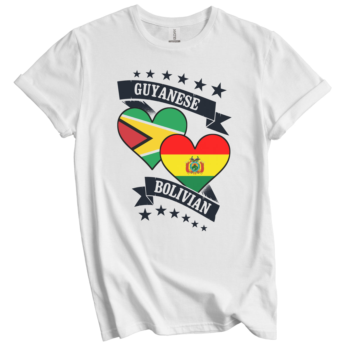 Guyanese Bolivian Heart Flags Guyana Bolivia T-Shirt