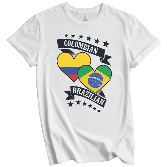 Colombian Brazilian Heart Flags Colombia Brazil T-Shirt