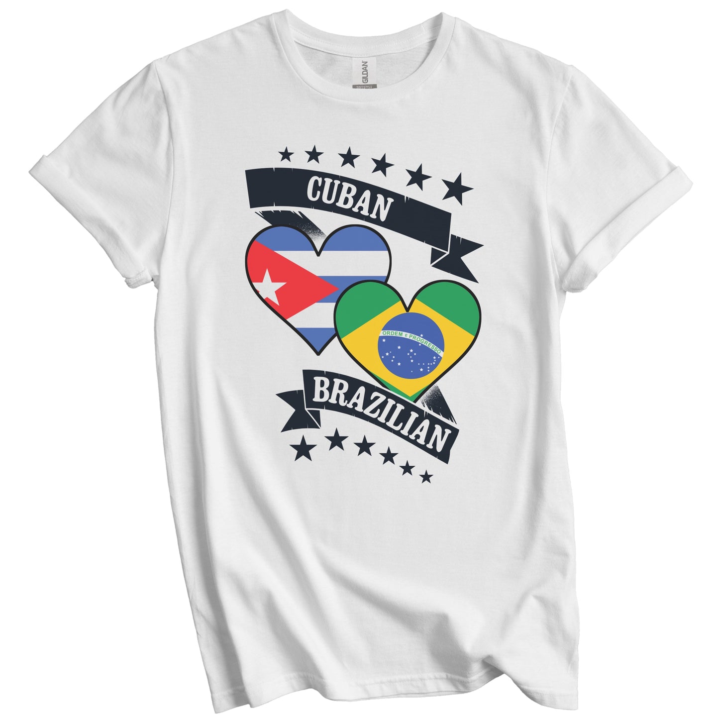Cuban Brazilian Heart Flags Cuba Brazil T-Shirt