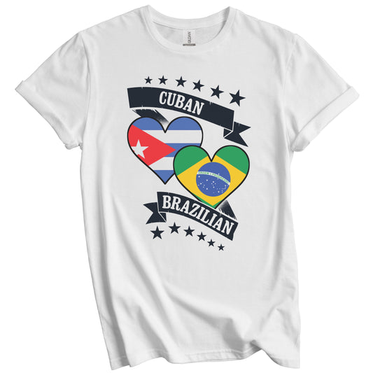Cuban Brazilian Heart Flags Cuba Brazil T-Shirt