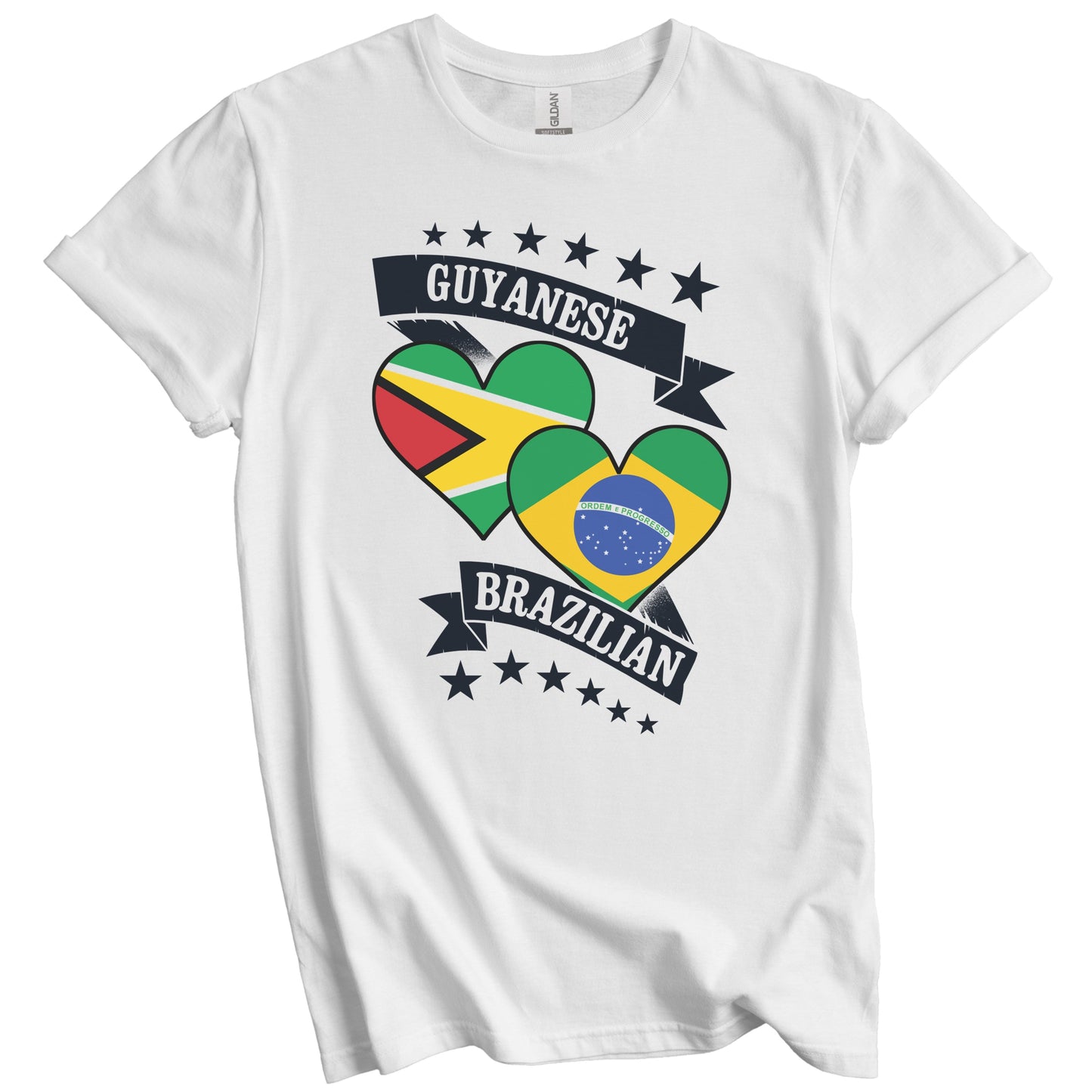 Guyanese Brazilian Heart Flags Guyana Brazil T-Shirt