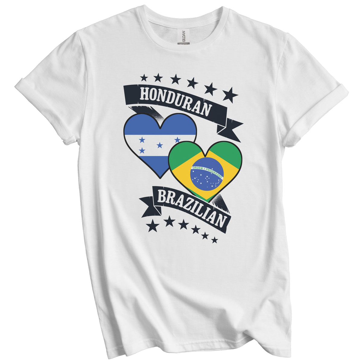 Honduran Brazilian Heart Flags Honduras Brazil T-Shirt