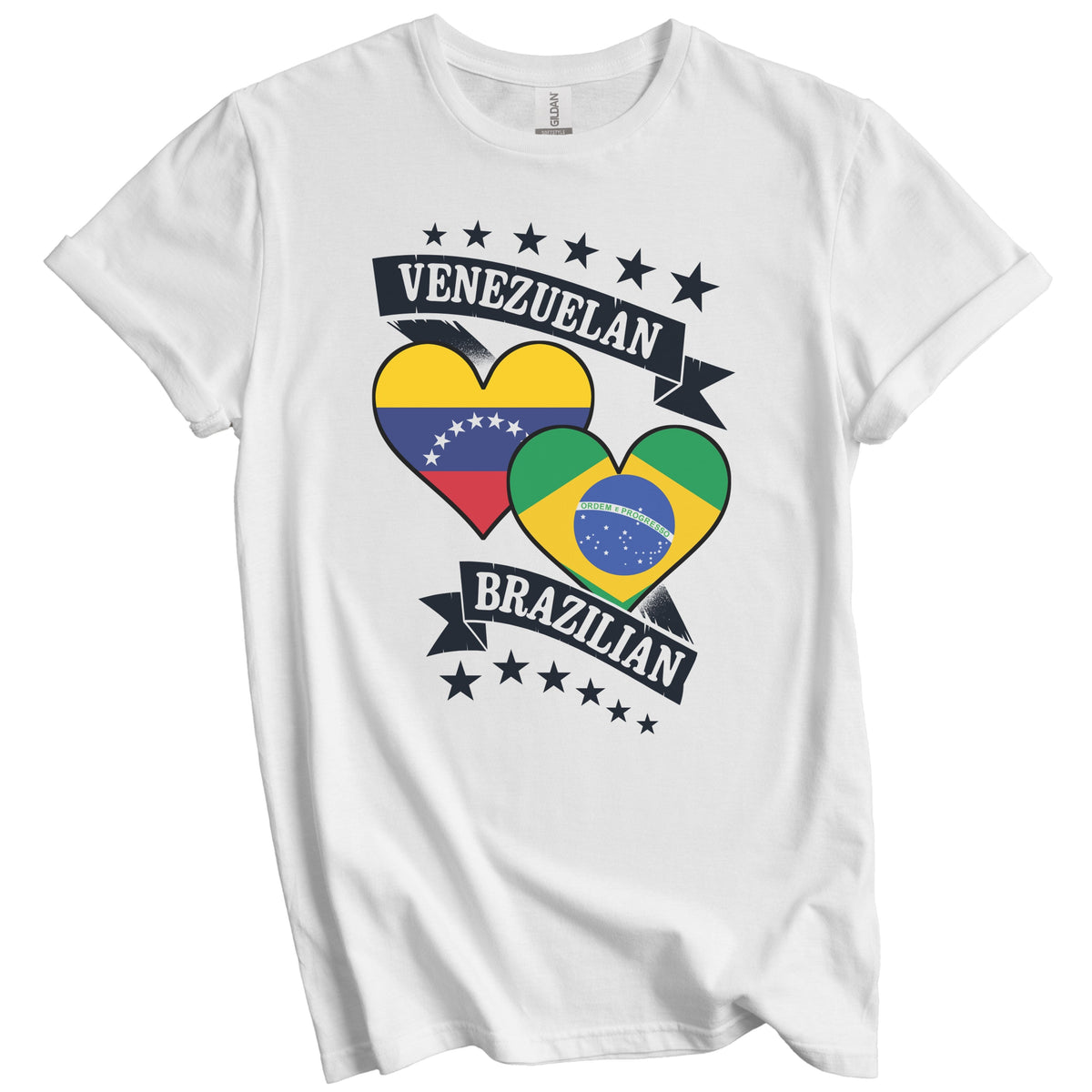 Venezuelan Brazilian Heart Flags Venezuela Brazil T-Shirt