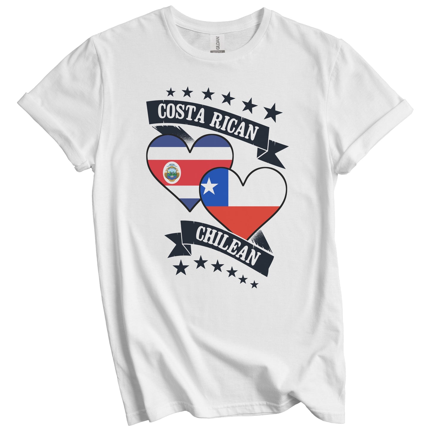 Costa Rican Chilean Heart Flags Costa Rica Chile T-Shirt