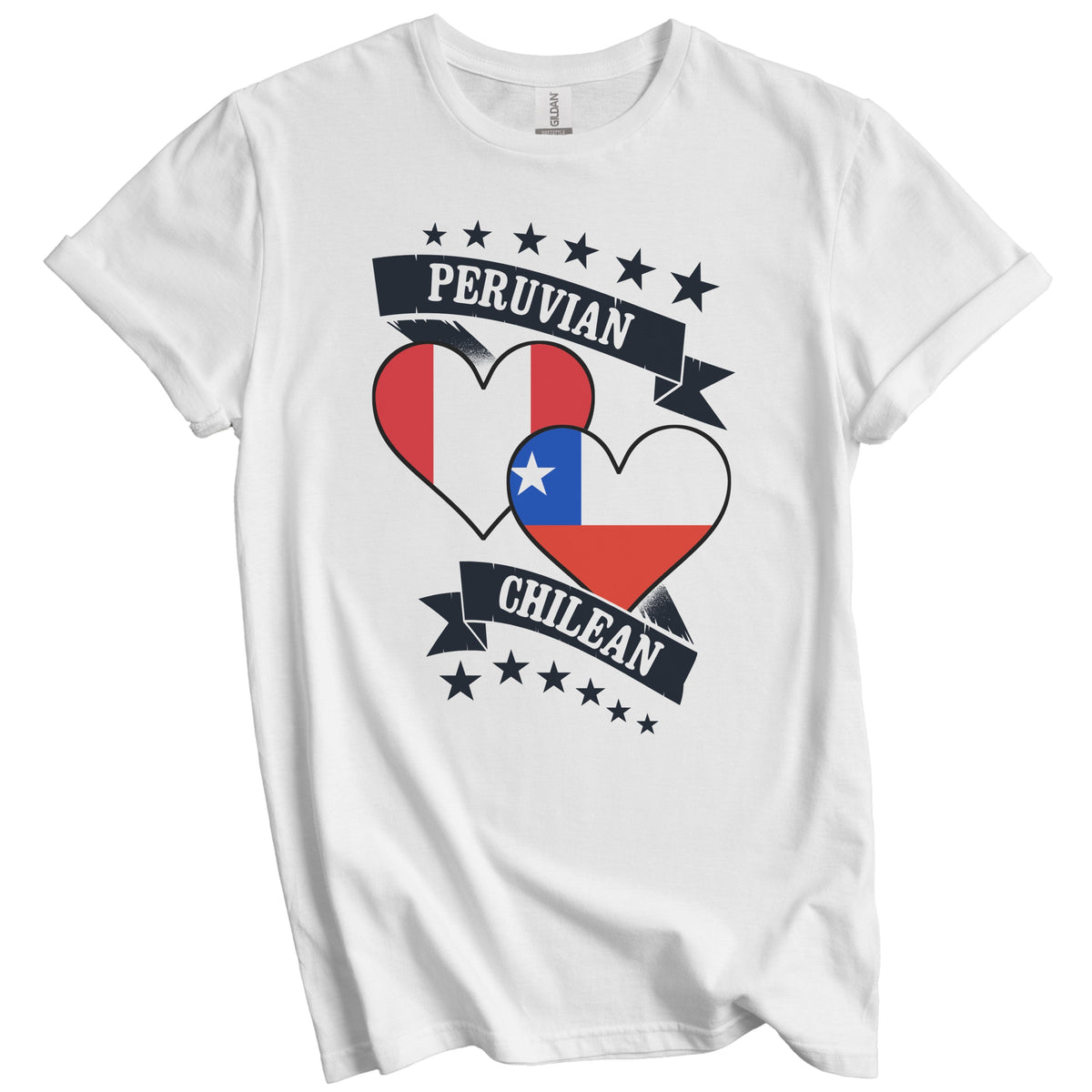 Peruvian Chilean Heart Flags Peru Chile T-Shirt