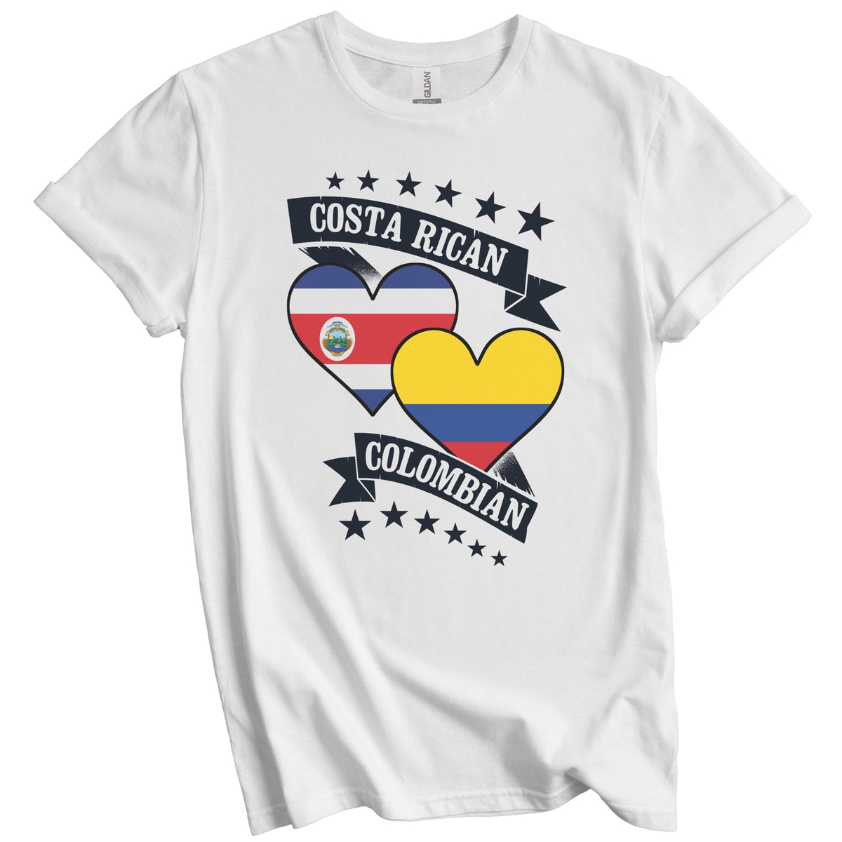 Costa Rican Colombian Heart Flags Costa Rica Colombia T-Shirt