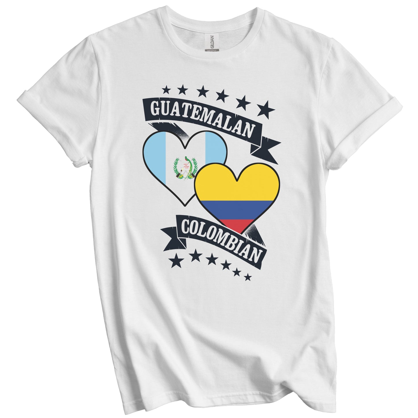 Guatemalan Colombian Heart Flags Guatemala Colombia T-Shirt