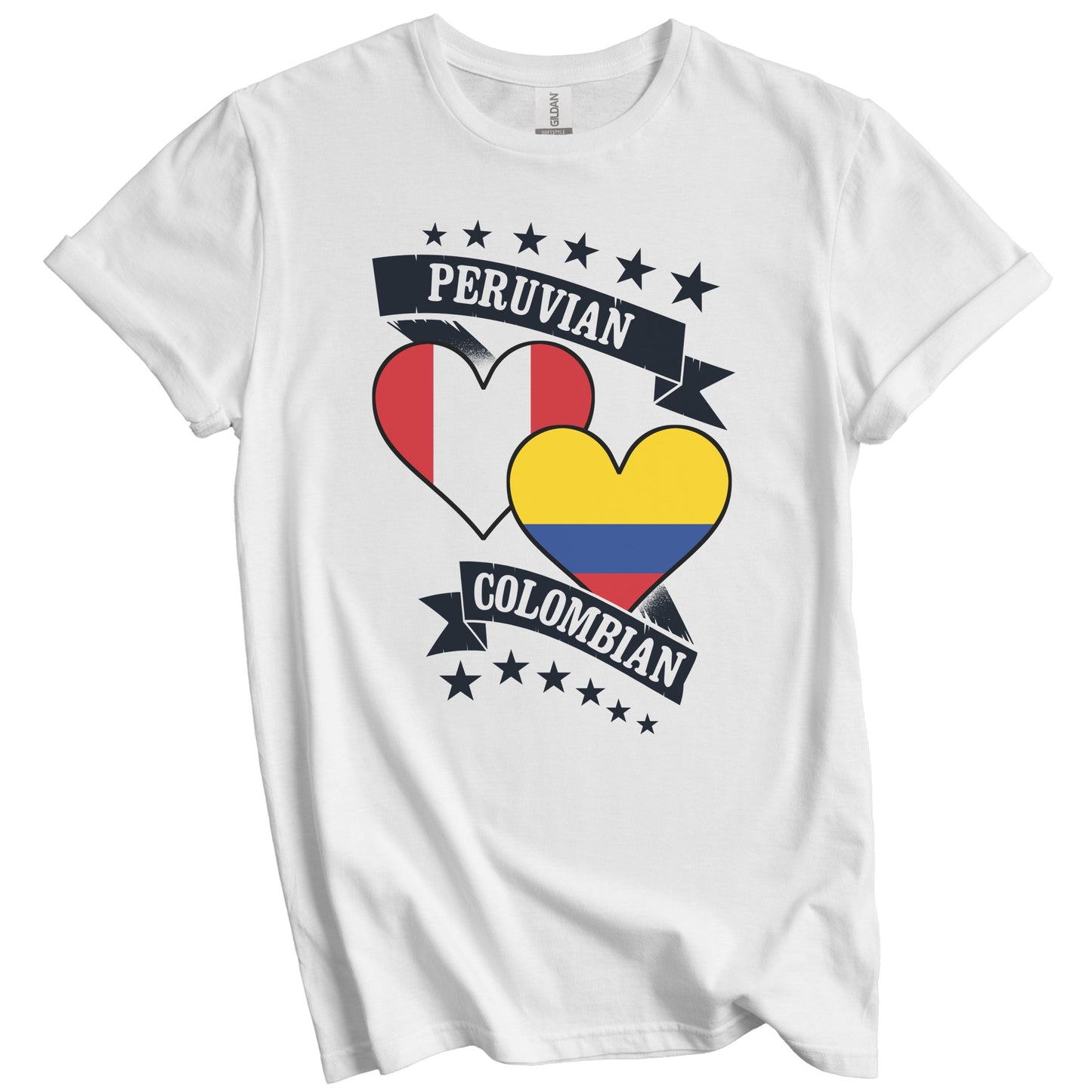 Peruvian Colombian Heart Flags Peru Colombia T-Shirt