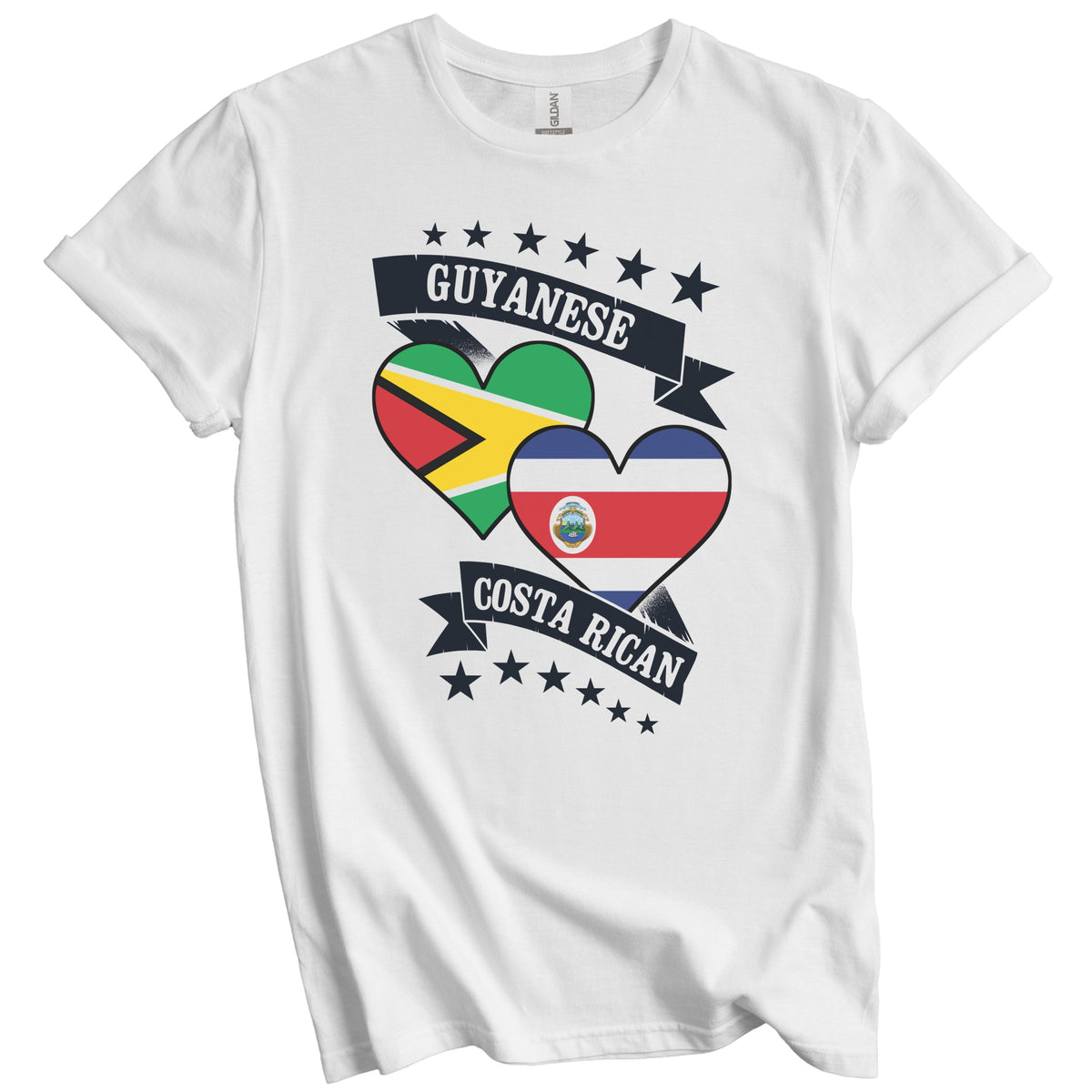 Guyanese Costa Rican Heart Flags Guyana Costa Rica T-Shirt