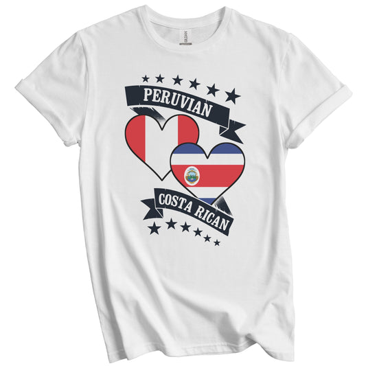 Peruvian Costa Rican Heart Flags Peru Costa Rica T-Shirt