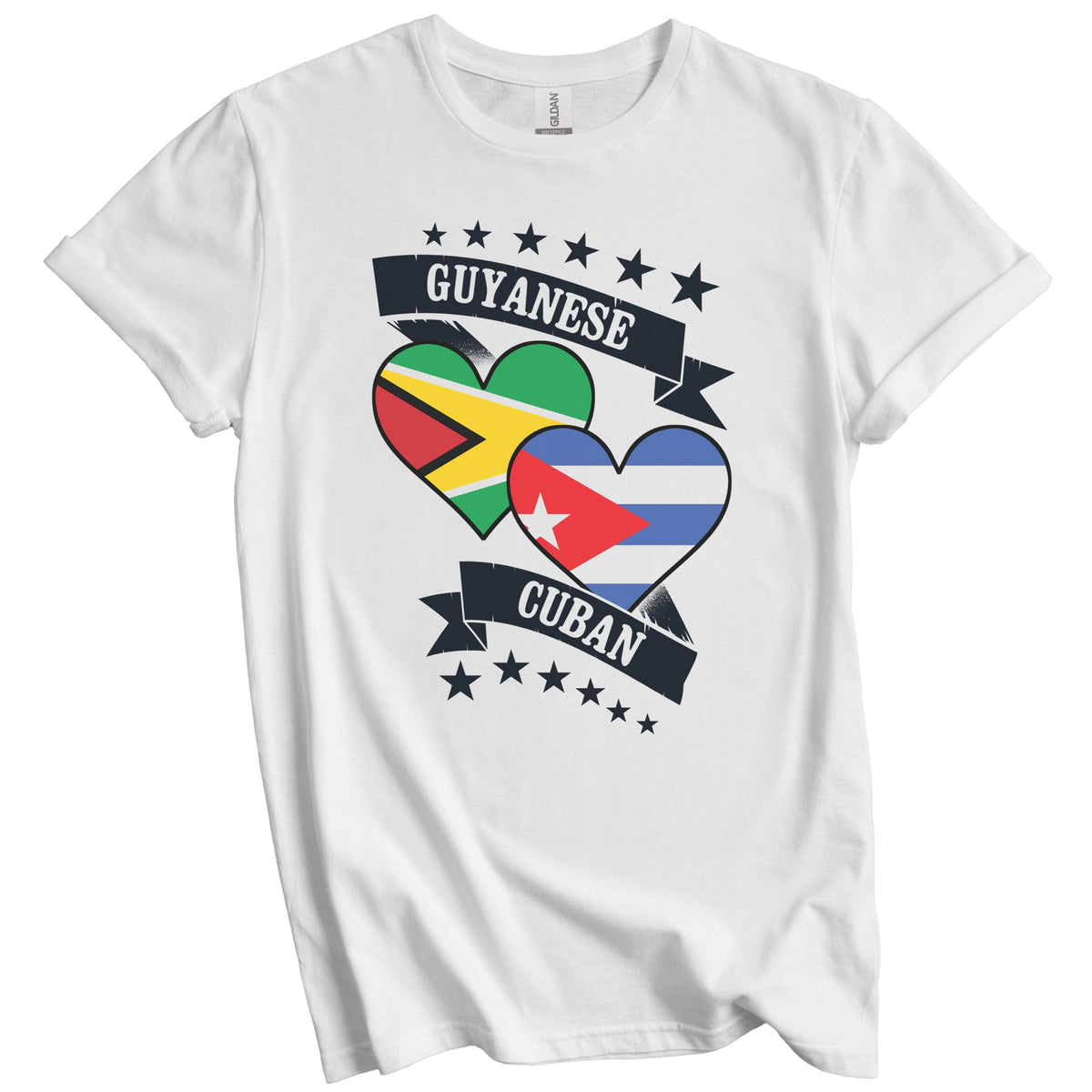 Guyanese Cuban Heart Flags Guyana Cuba T-Shirt