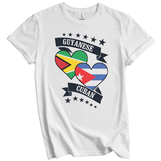Guyanese Cuban Heart Flags Guyana Cuba T-Shirt