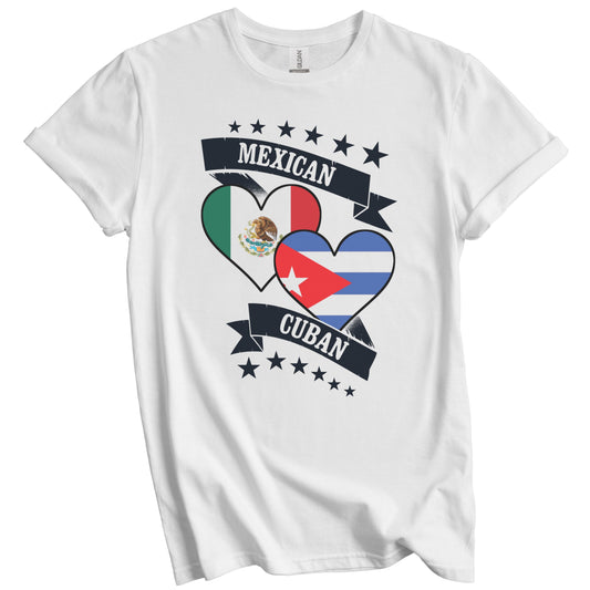 Mexican Cuban Heart Flags Mexico Cuba T-Shirt