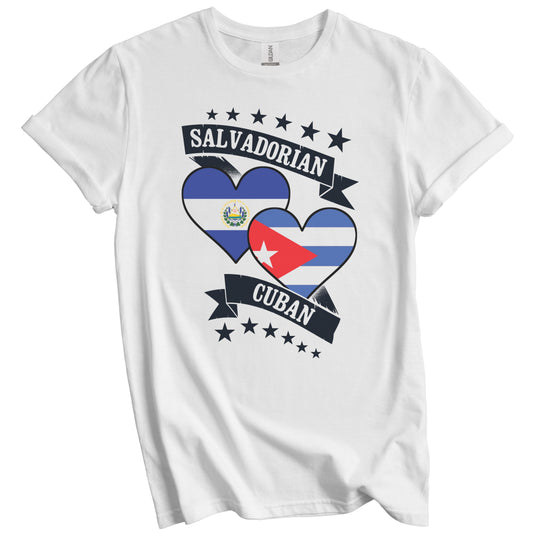Salvadorian Cuban Heart Flags El Salvador Cuba T-Shirt