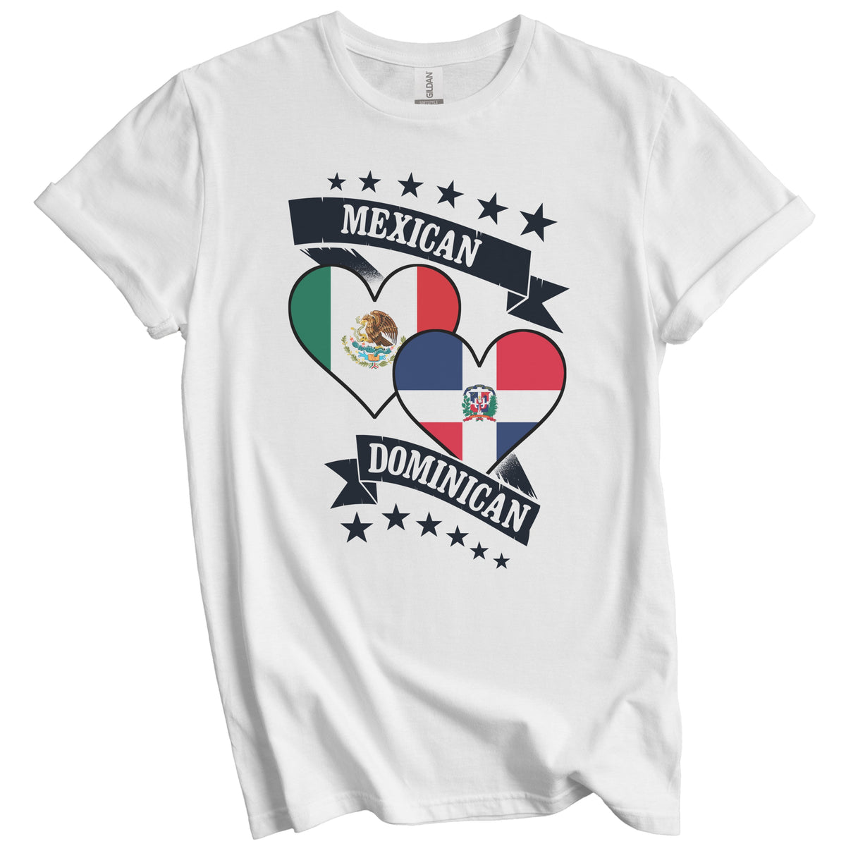 Mexican Dominican Heart Flags Mexico Dominican Republic T-Shirt