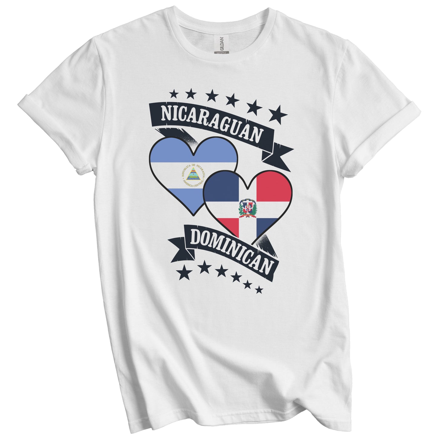 Nicaraguan Dominican Heart Flags Nicaragua Dominican Republic T-Shirt