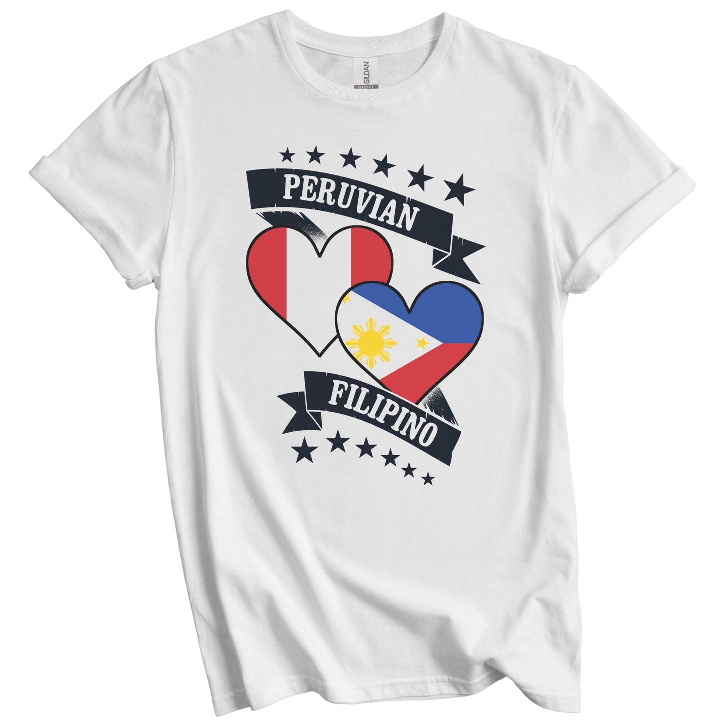 Peruvian Filipino Heart Flags Peru Philippines T-Shirt