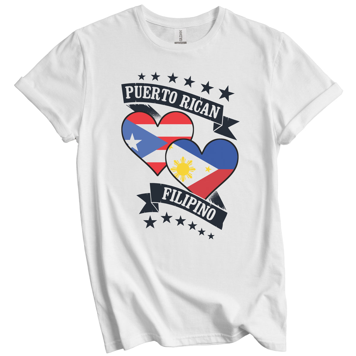 Puerto Rican Filipino Heart Flags Puerto Rico Philippines T-Shirt