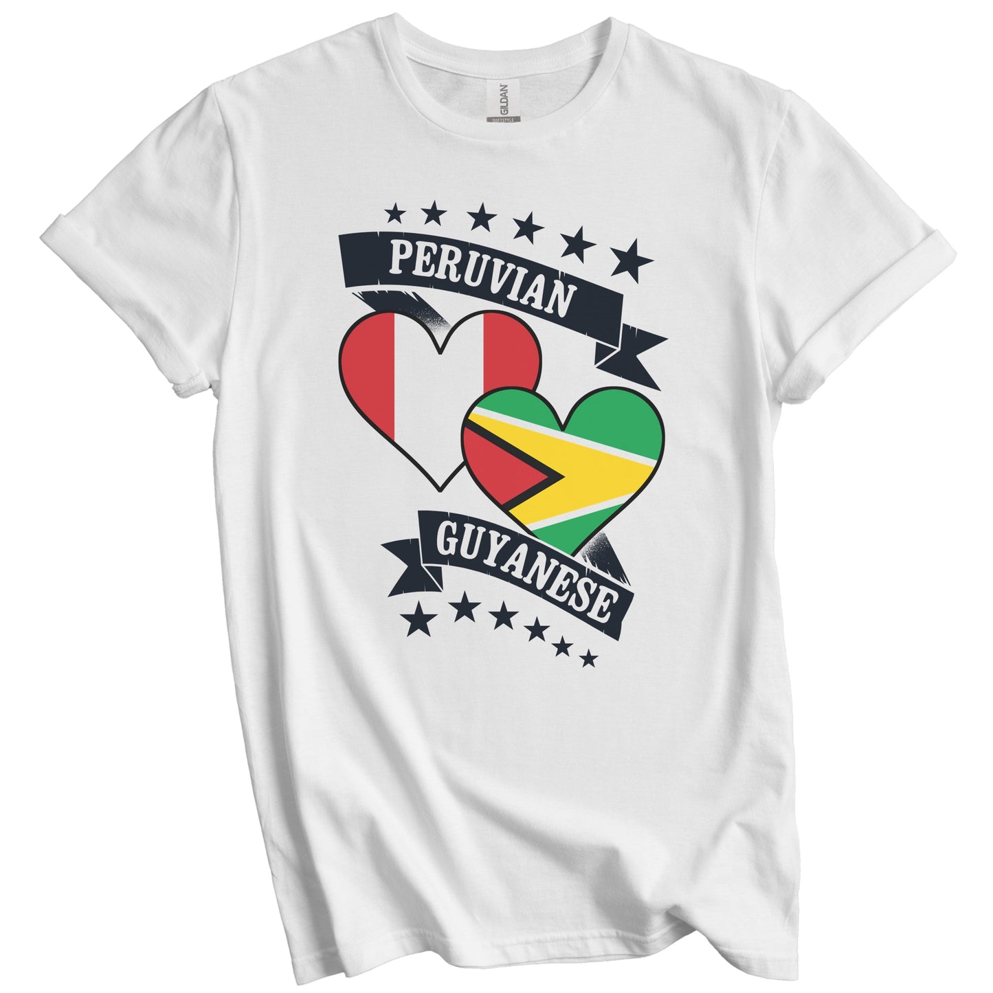 Peruvian Guyanese Heart Flags Peru Guyana T-Shirt