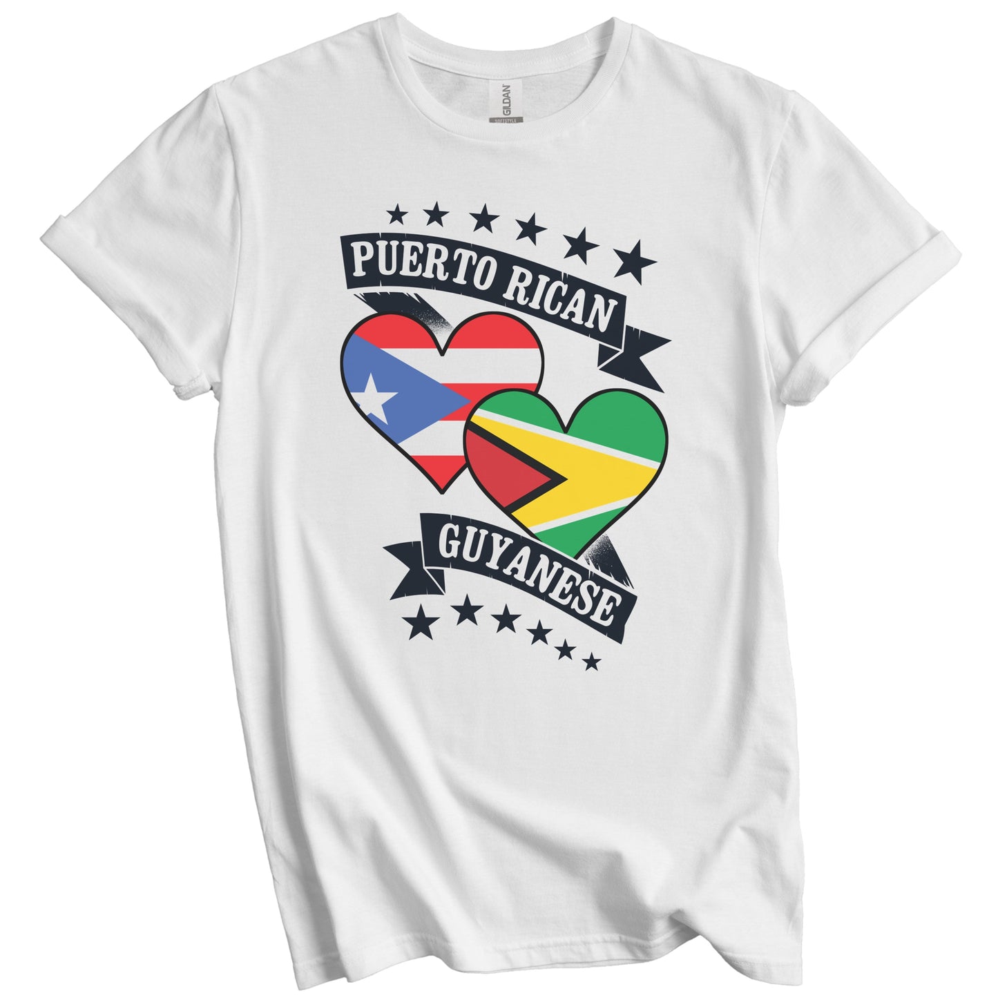 Puerto Rican Guyanese Heart Flags Puerto Rico Guyana T-Shirt