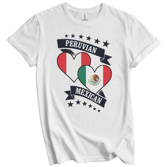 Peruvian Mexican Heart Flags Peru Mexico T-Shirt