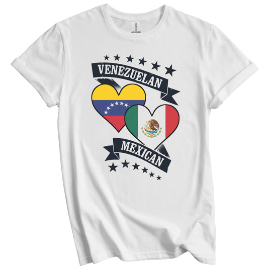 Venezuela Mexican Heart Flags Venezuela Mexico T-Shirt