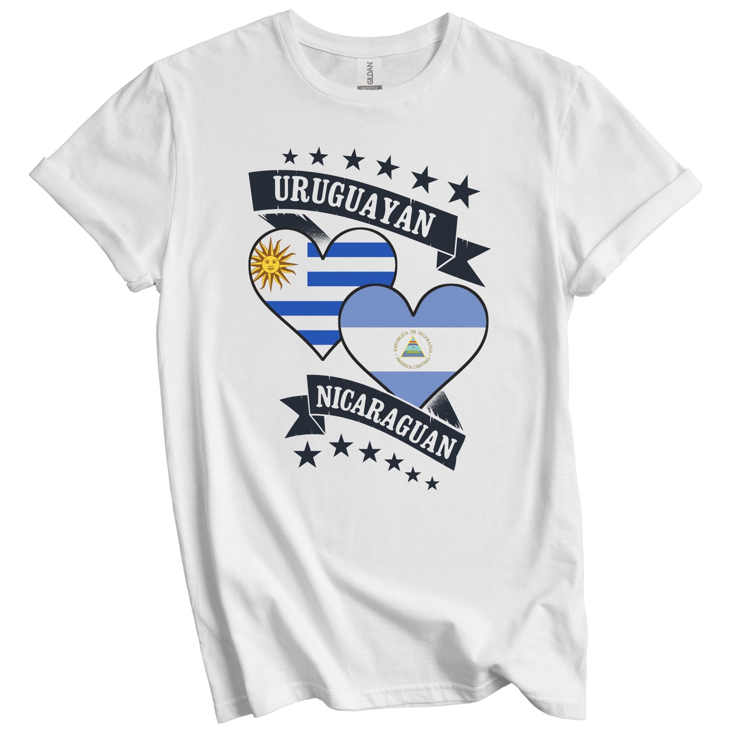 Uruguayan Nicaraguan Heart Flags Uruguay Nicaragua T-Shirt