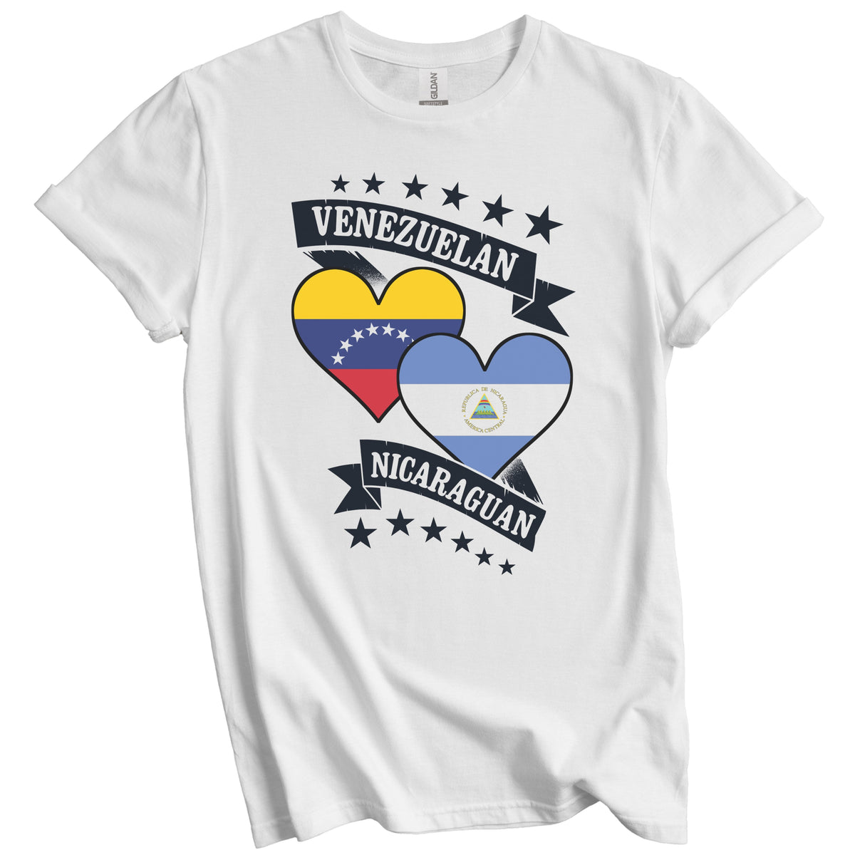 Venezuelan Nicaraguan Heart Flags Venezuela Nicaragua T-Shirt