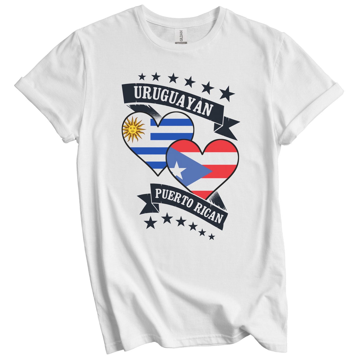 Uruguayan Puerto Rican Heart Flags Uruguay Puerto Rico T-Shirt