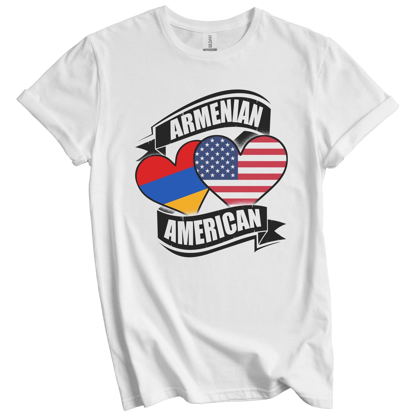 Armenian American Hearts USA Armenia Flags T-Shirt